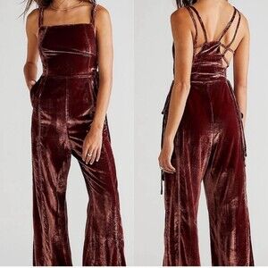 Free People 90’s Forever Overalls Brown Velvet Women's Size XSmall Msrp $168
